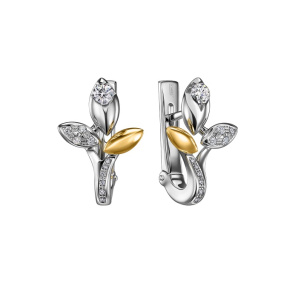 Серьги 020444-Ж/Б (Au 750)